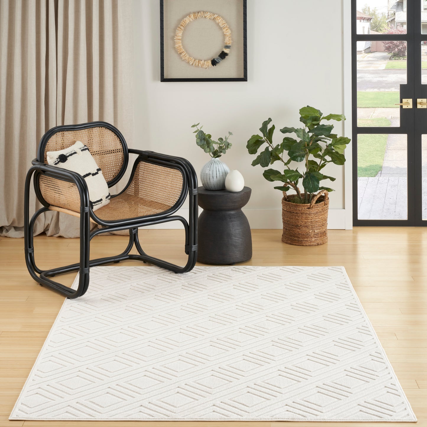 Nourison Care Free 5'3" x 7' Ivory Modern Indoor Rug