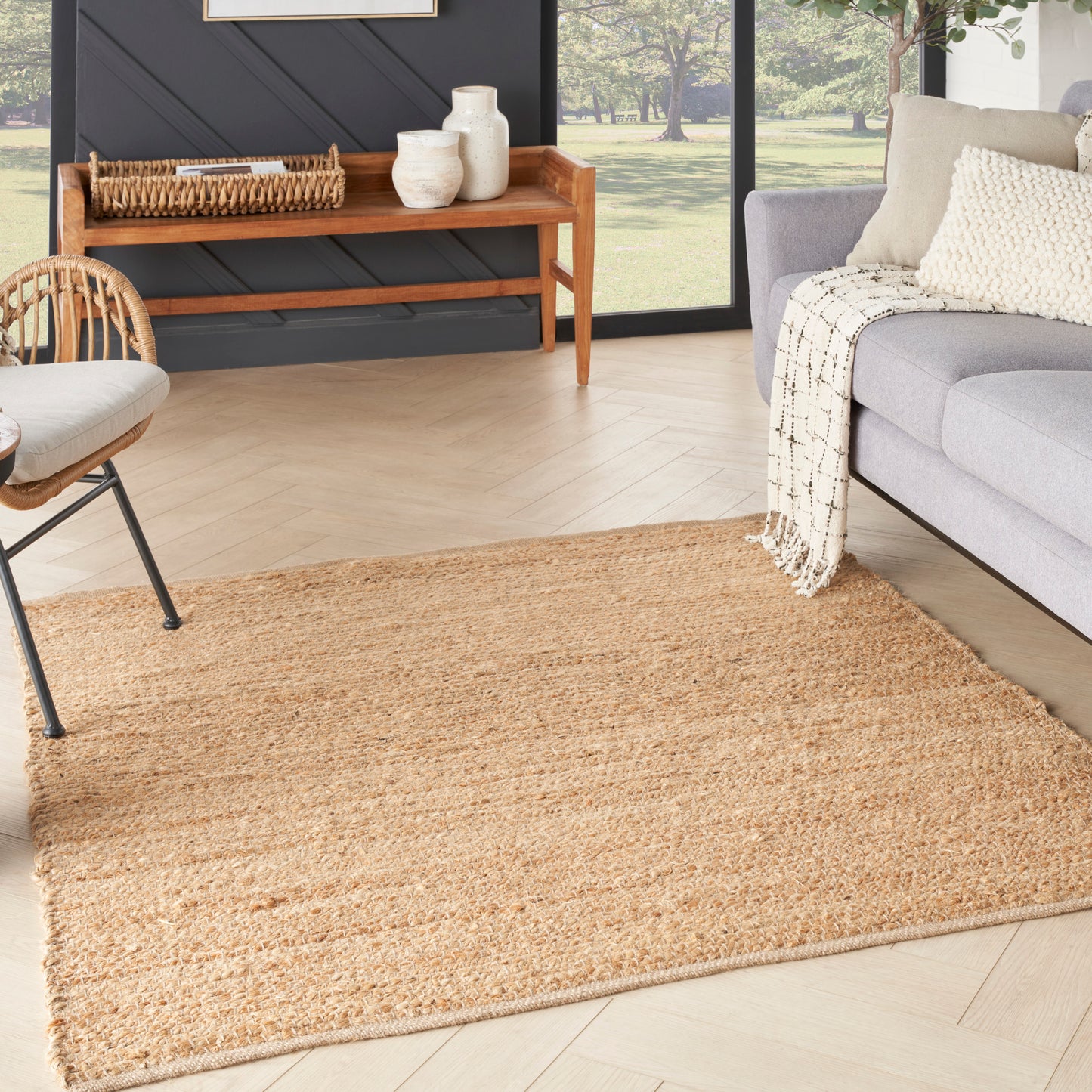 Nourison Natural Jute 4' x Square Natural Farmhouse Indoor Rug