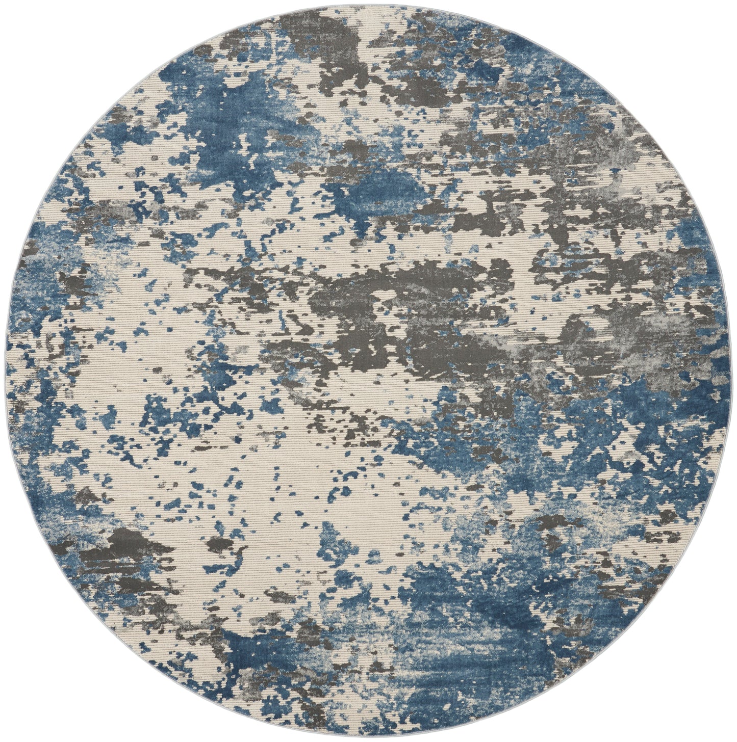 Nourison Rustic Textures 7’10” x Round Grey/Blue Modern Indoor Rug