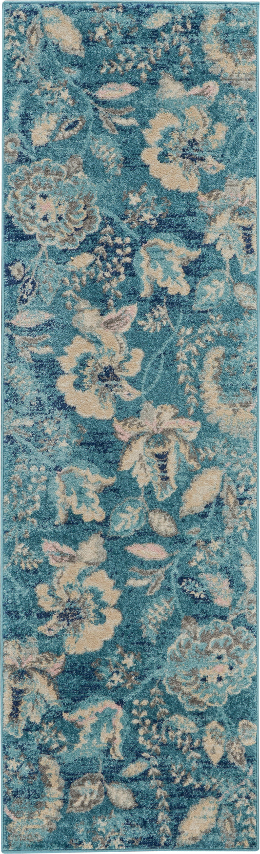 Nourison Tranquil 2'3" x 7'3" Turquoise Vintage Indoor Rug