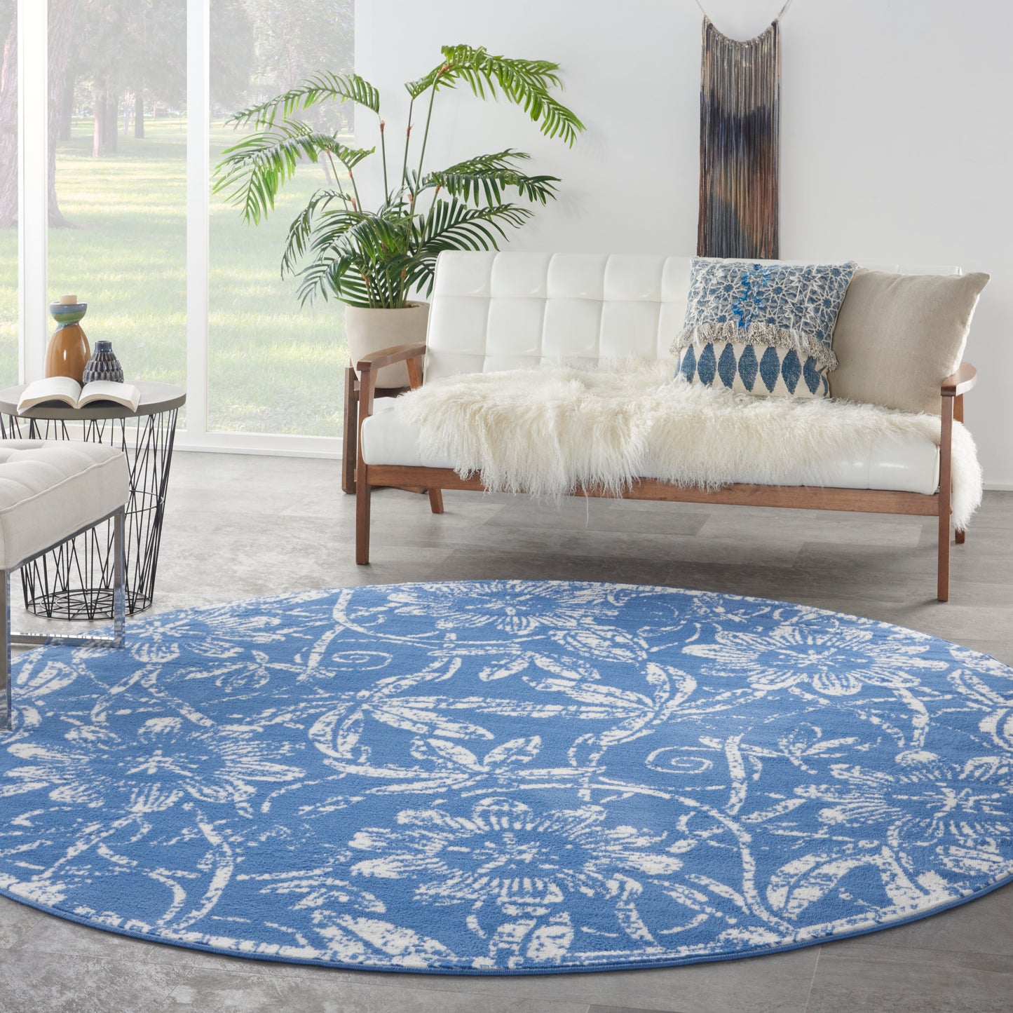 Nourison Whimsicle 8' x Round Blue Farmhouse Indoor Rug