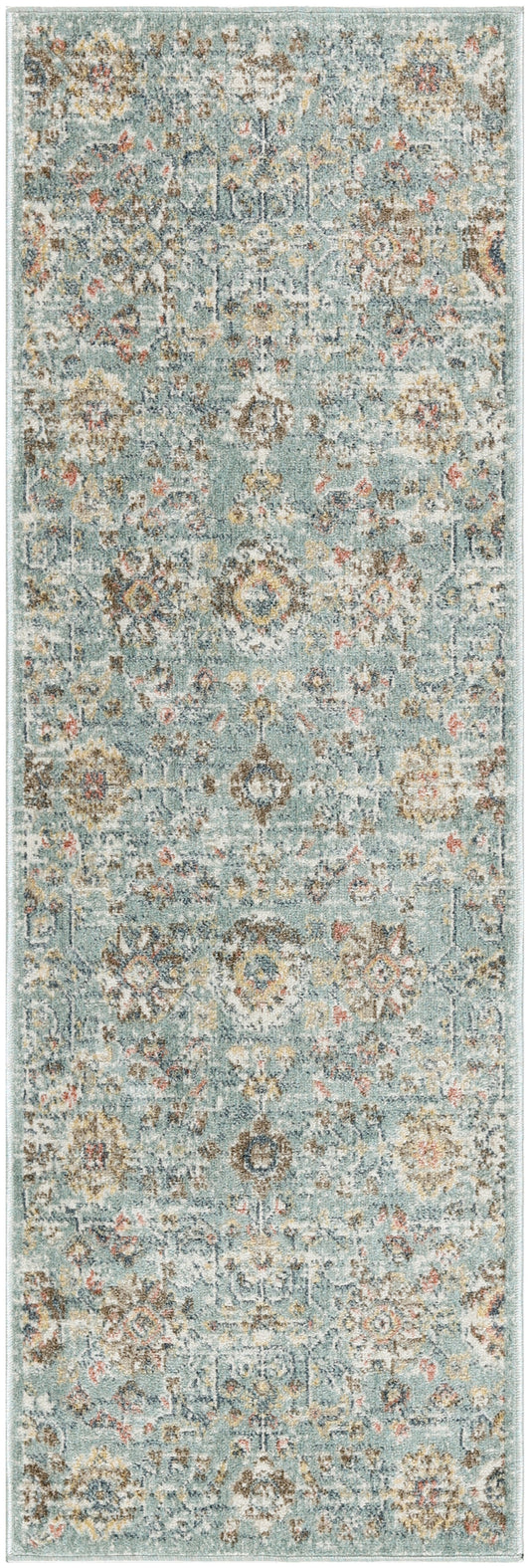 Nourison Washable Decor 2' x 6' Blue Vintage Indoor Rug