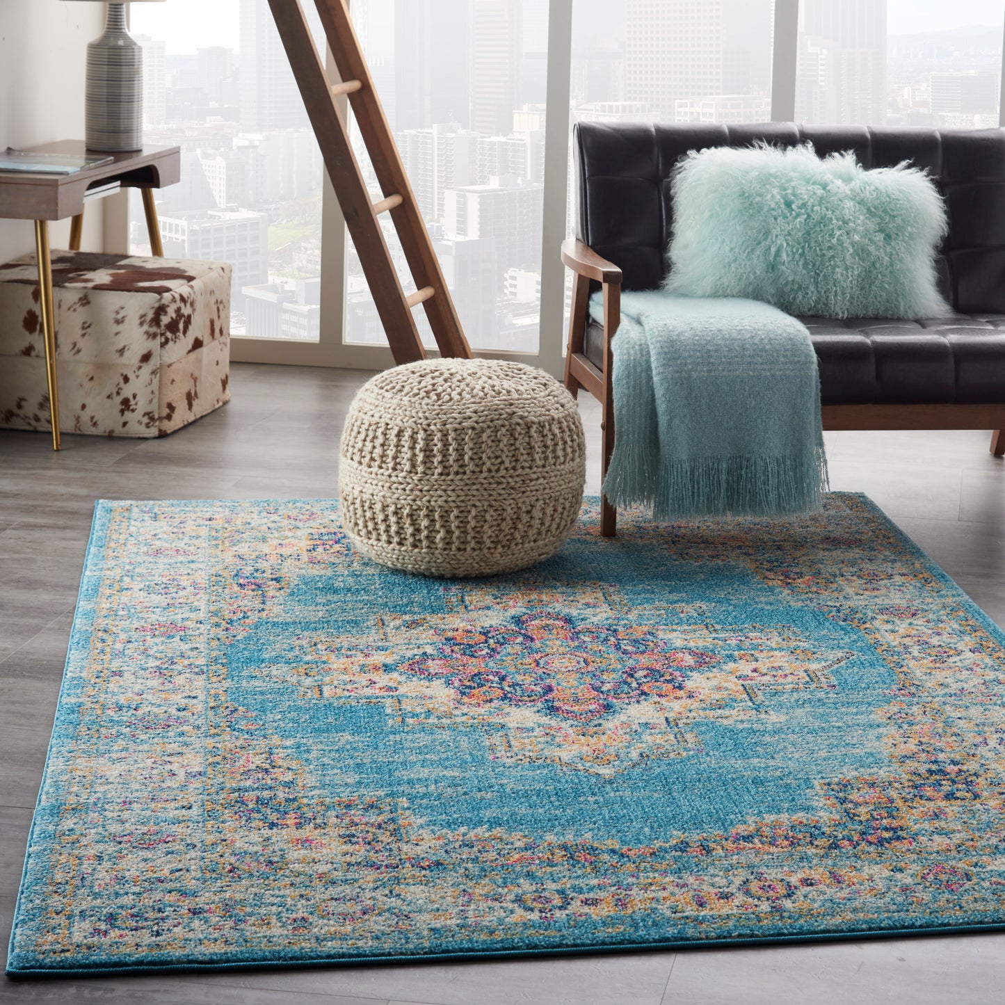 Nourison Passion 3'9" x 5'9" Light Blue Bohemian Indoor Rug