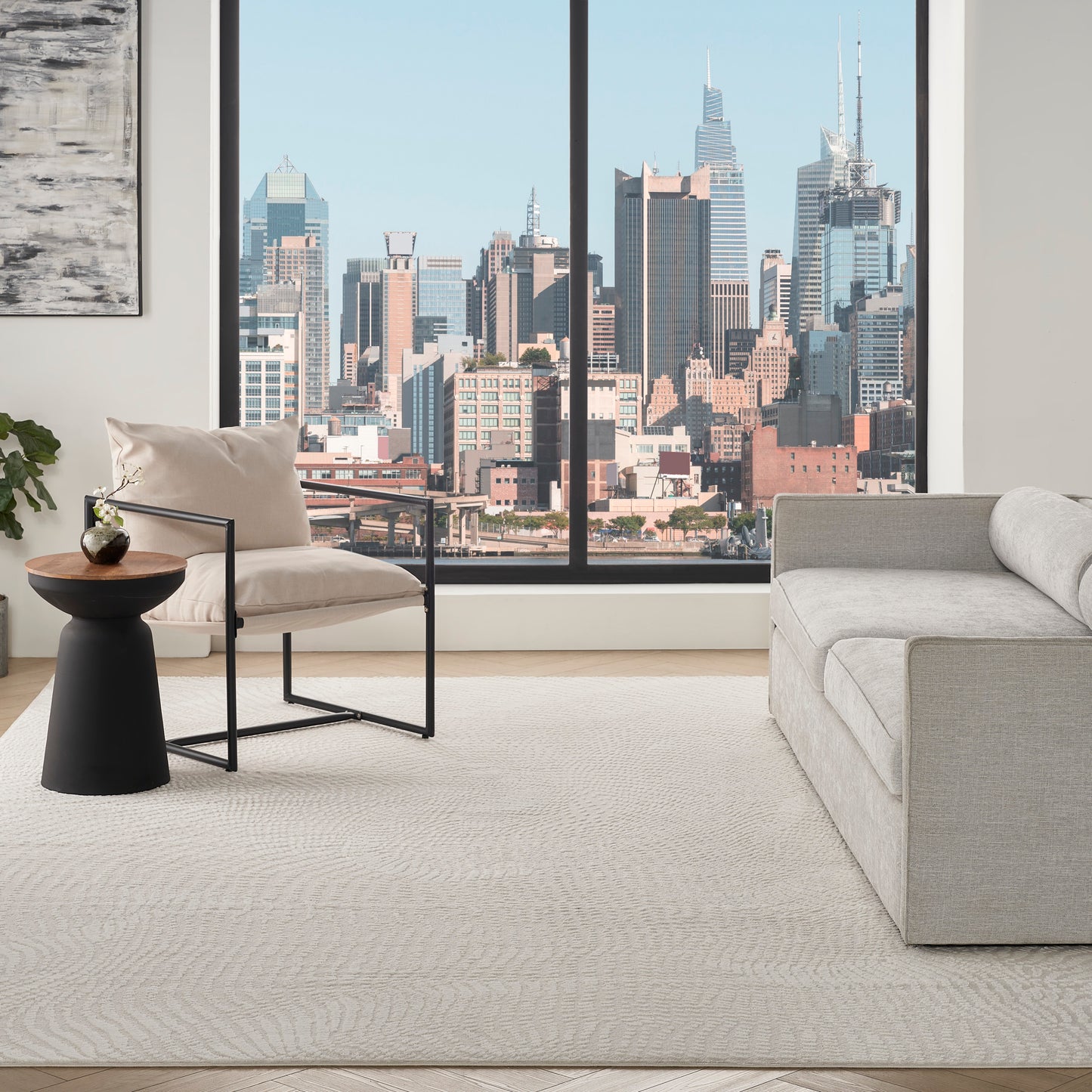 DKNY Central Park West 7'10" x 9'10" Ivory Modern Indoor Rug