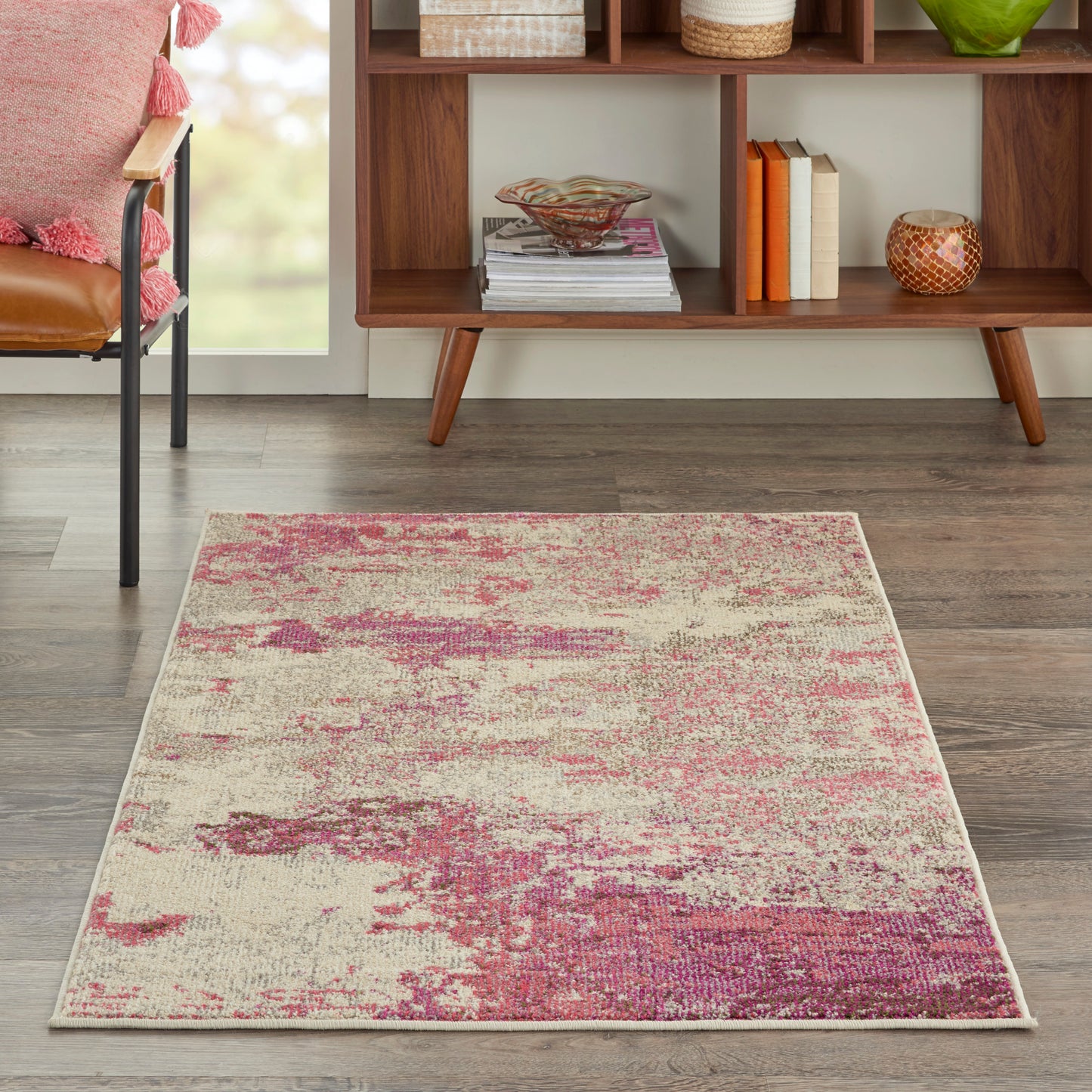 Nourison Celestial 3' x 5' Ivory/Pink Modern Indoor Rug