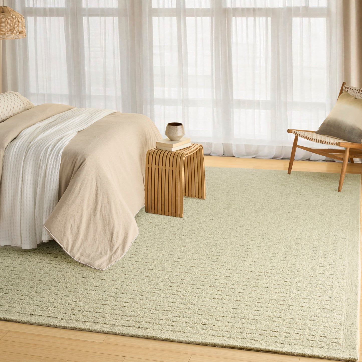 DKNY Pure Grids 7'9" x 9'9" Light Green Contemporary Indoor Rug