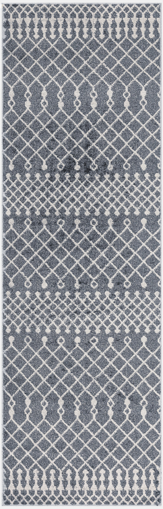 Nourison Astra Machine Washable 2' x 6' Denim Bohemian Indoor Rug