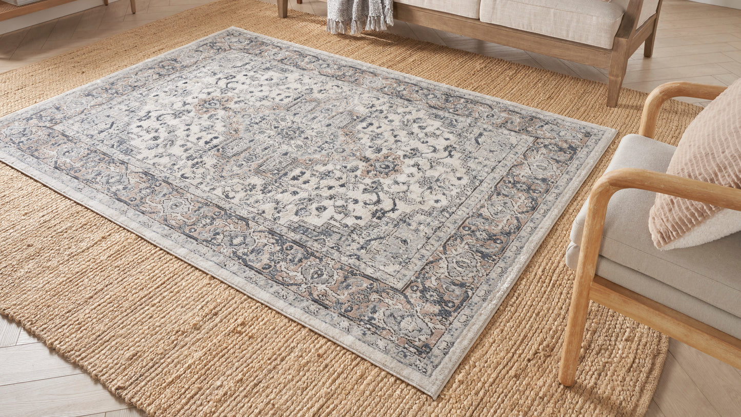 Nourison Quarry 7'10" x Square Ivory Grey Farmhouse Indoor Rug