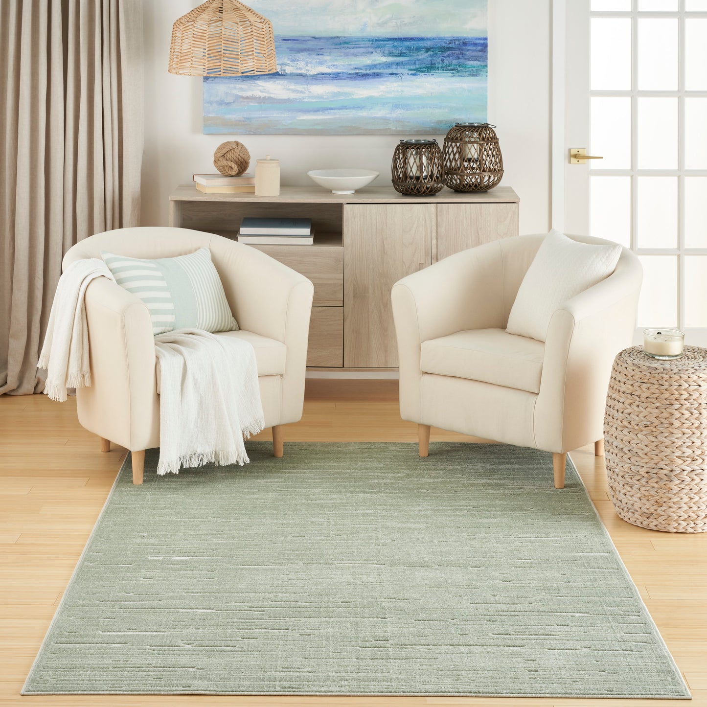 Nourison Care Free 3'11" x 5'11" Green Modern Indoor Rug