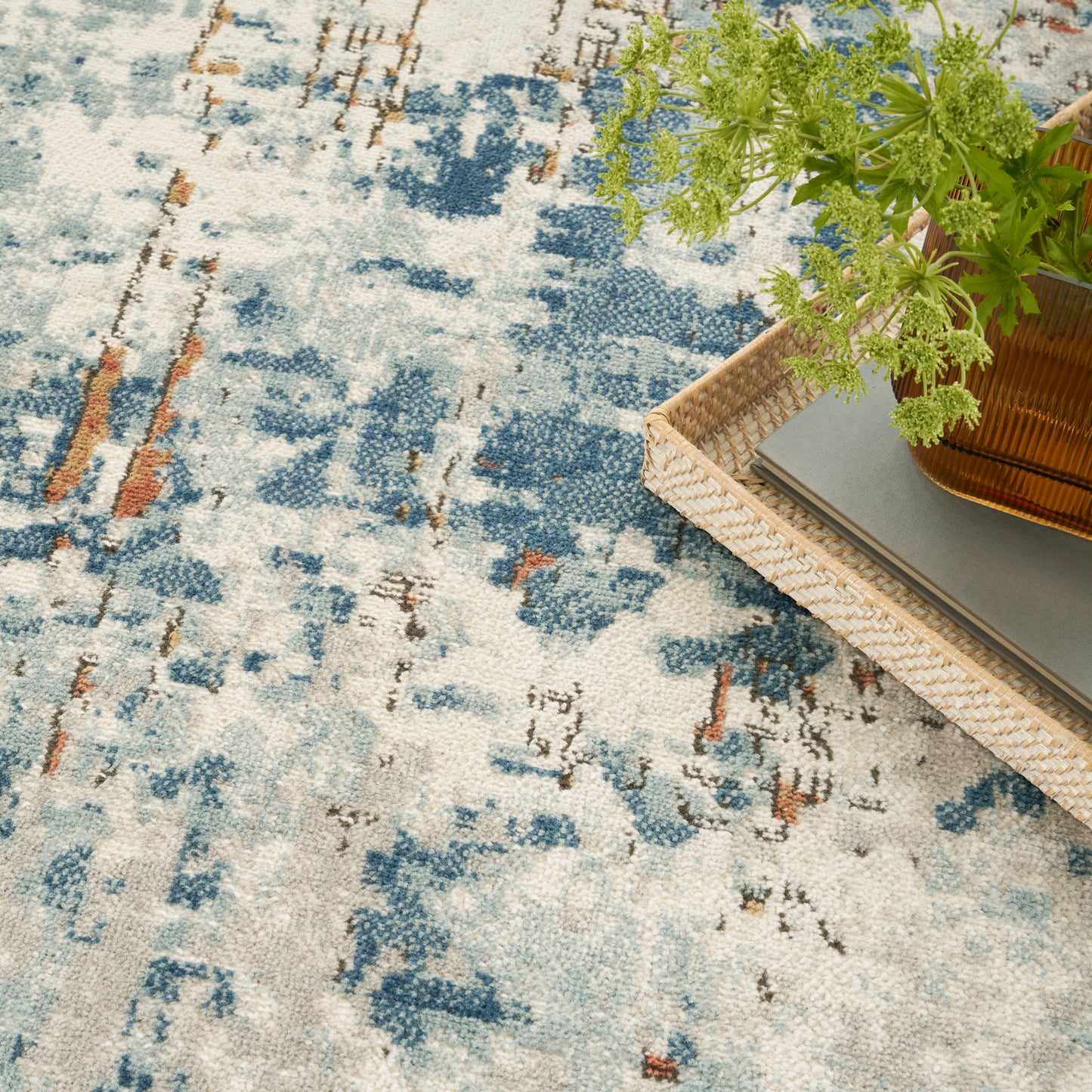 Nourison Quarry 3'9" x 5'9" Beige Blue Rust Modern Indoor Rug