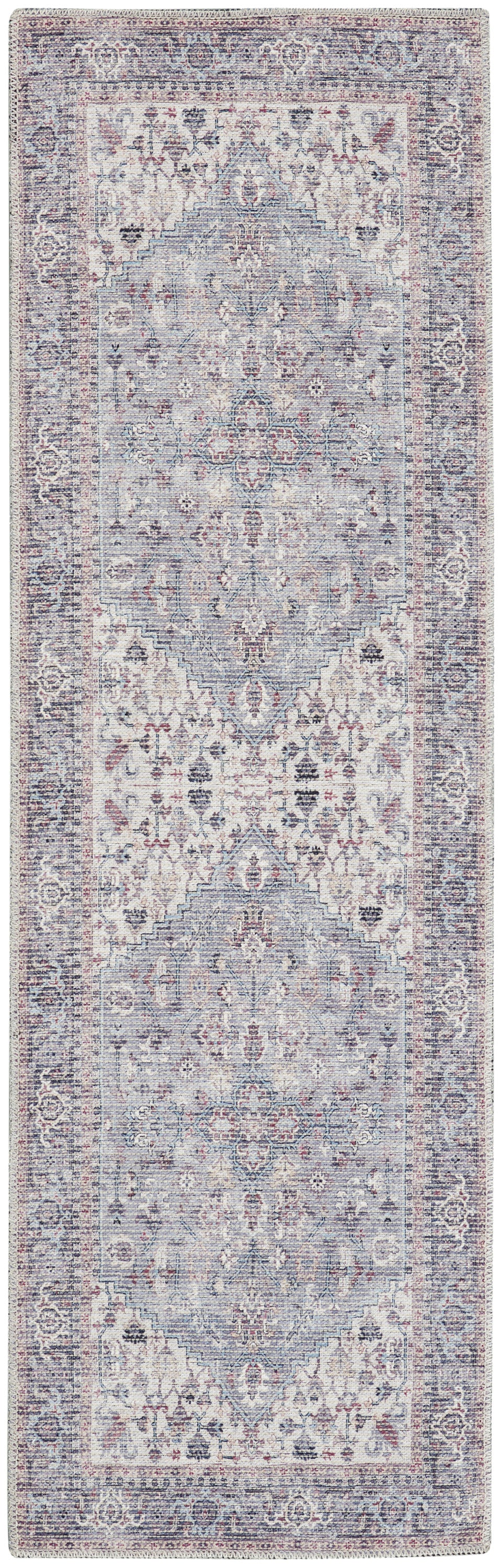 Nicole Curtis Machine Washable Series 1 2'2" x 10' Grey Vintage Indoor Rug