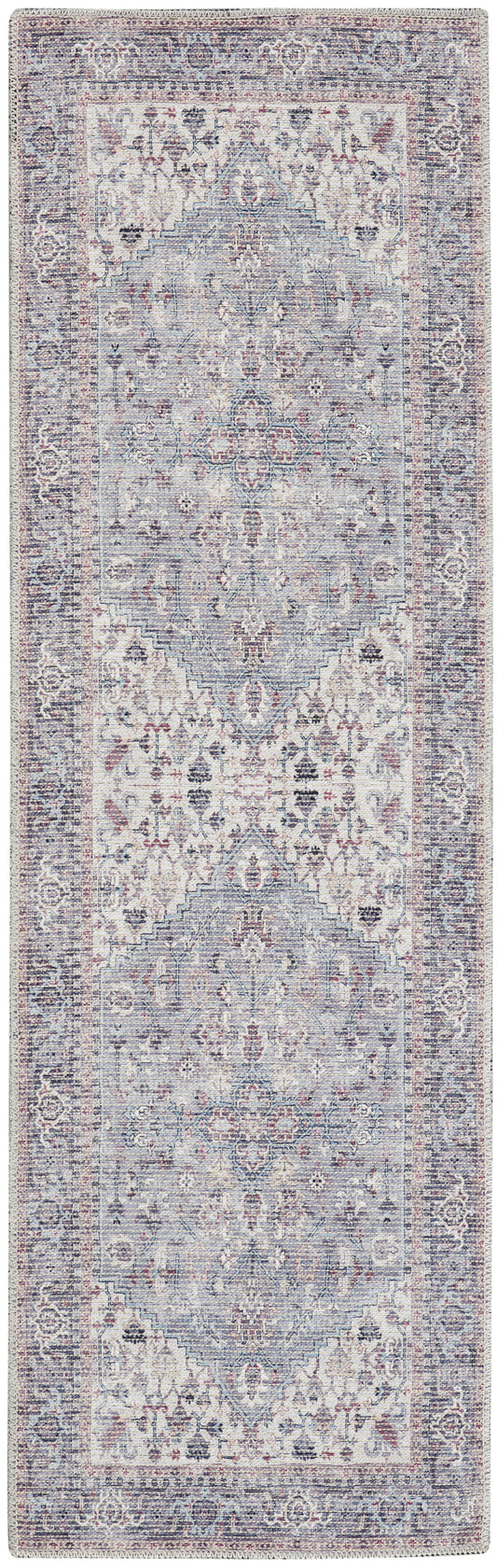 Nicole Curtis Machine Washable Series 1 2'2" x 10' Grey Vintage Indoor Rug