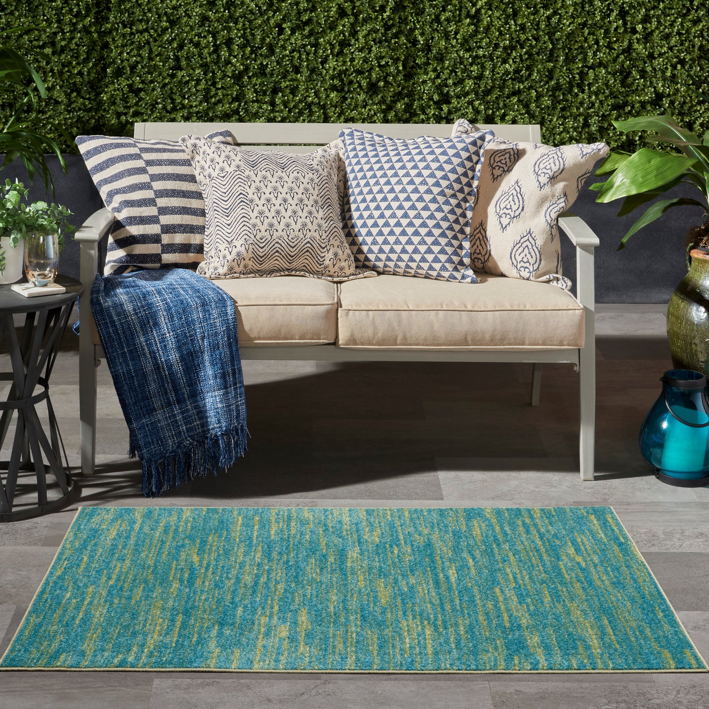 Nourison Nourison Essentials 3' x 5' Blue Green Outdoor Rug