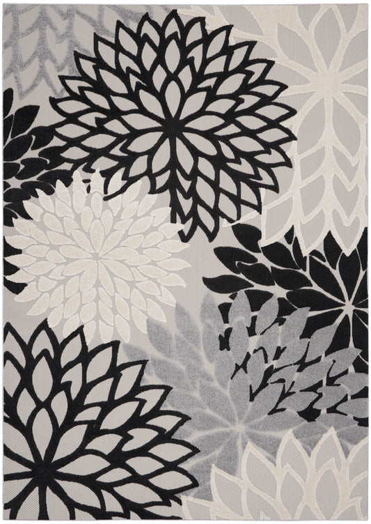 Nourison Aloha 7' x 10' Black White Tropical Rug