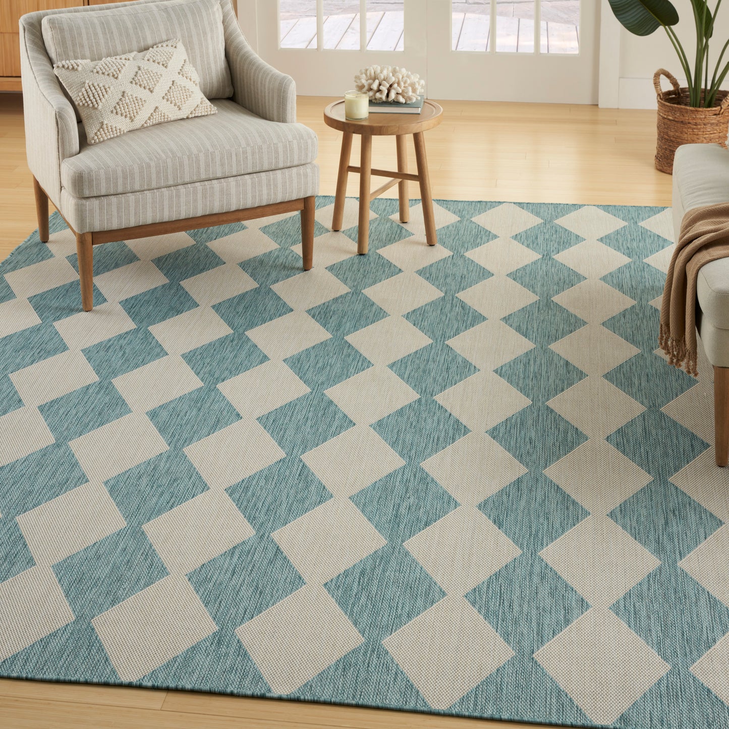 Nourison Positano 9' x 12' Aqua Modern Rug