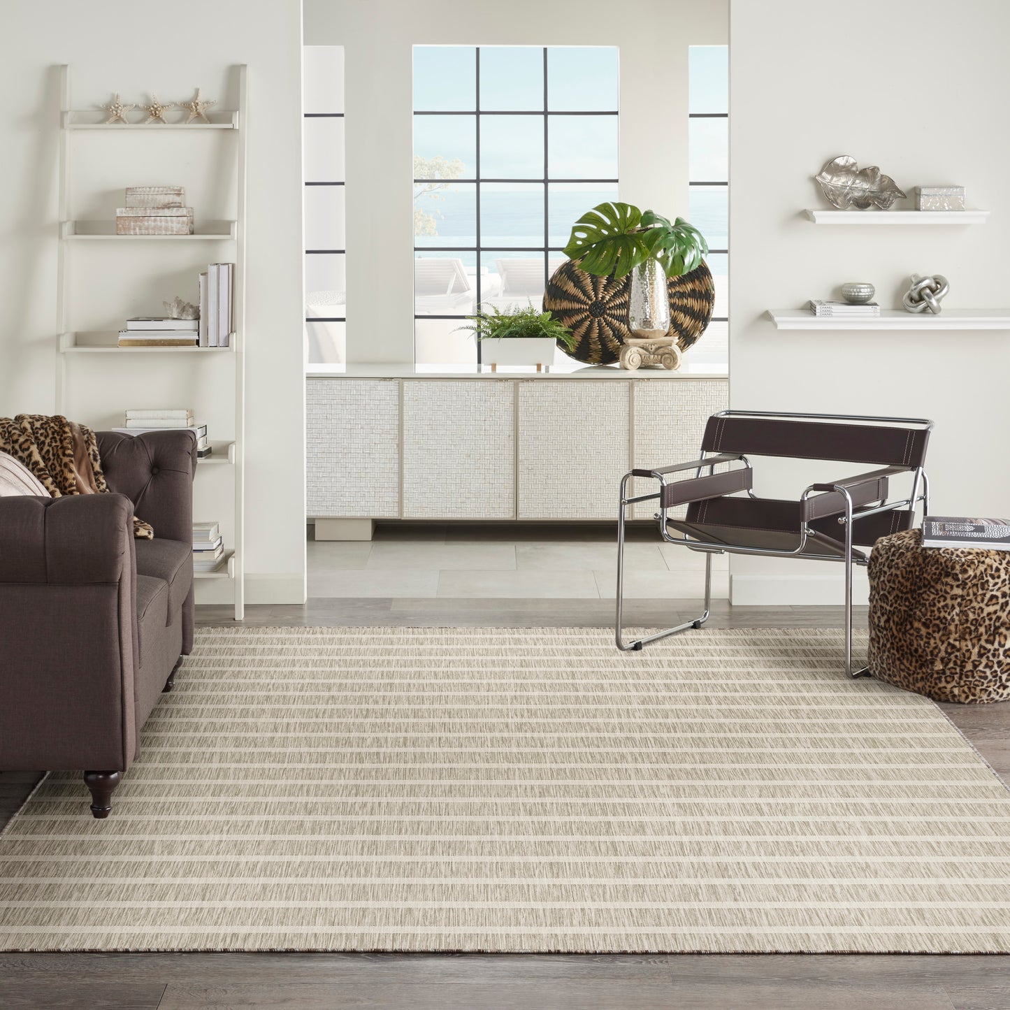 Nourison Positano 8' x 10' Grey Ivory Modern Rug