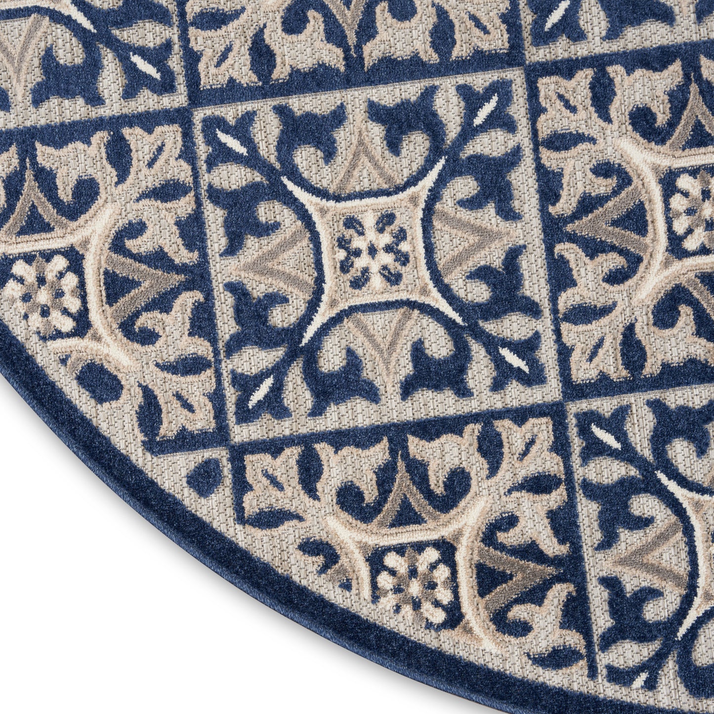 Nourison Aloha 7'10" x Round Blue Contemporary Rug