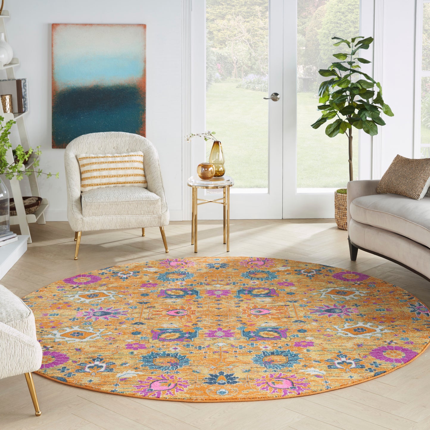 Nourison Passion 8' x Round Sunburst Bohemian Indoor Rug