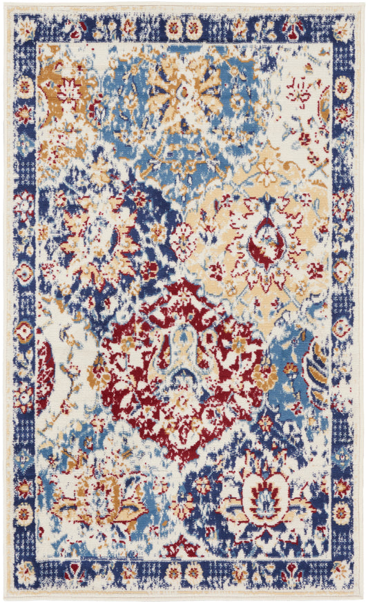 Nourison Grafix 2' x 4' Blue Multicolor Vintage Indoor Rug