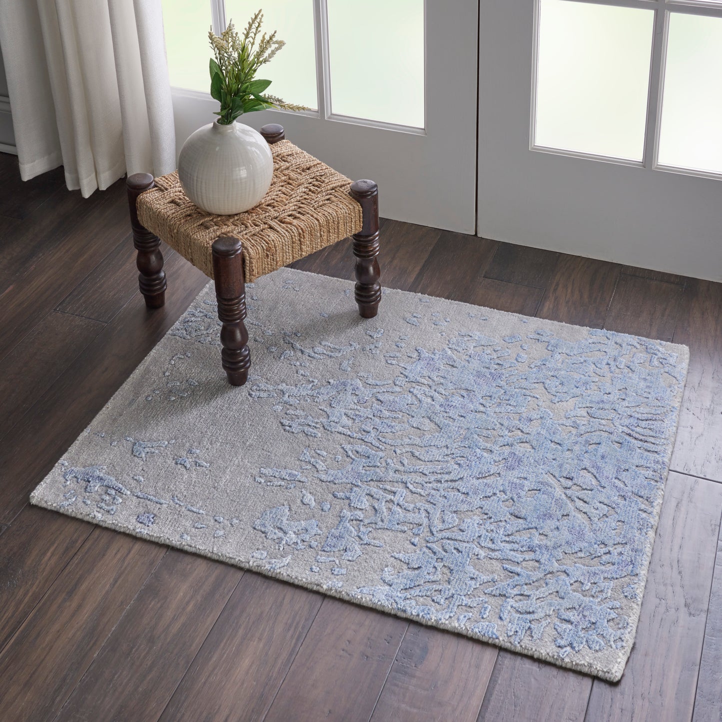 Nourison Silk Shadows 2' x 3' Grey Blue Modern Indoor Rug