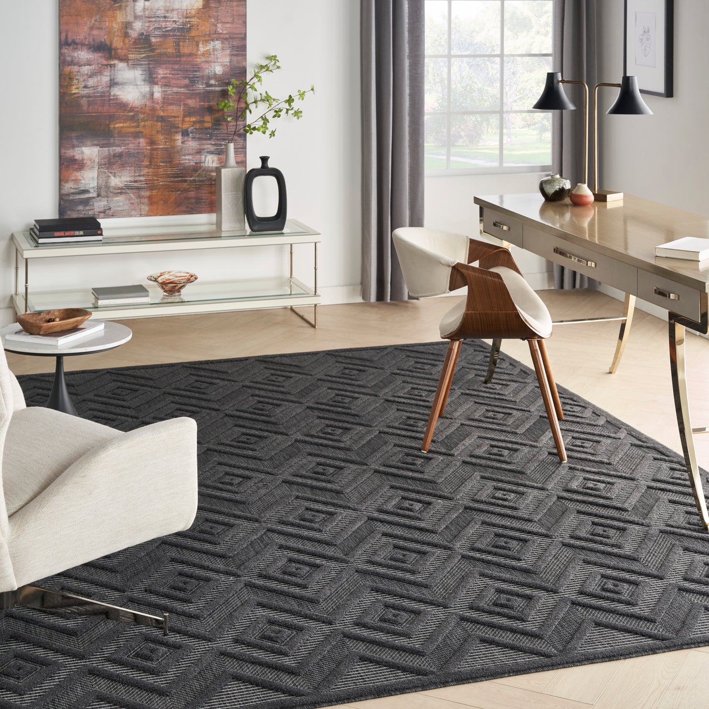 Nourison Versatile 7' x 10' Charcoal Black Modern Rug