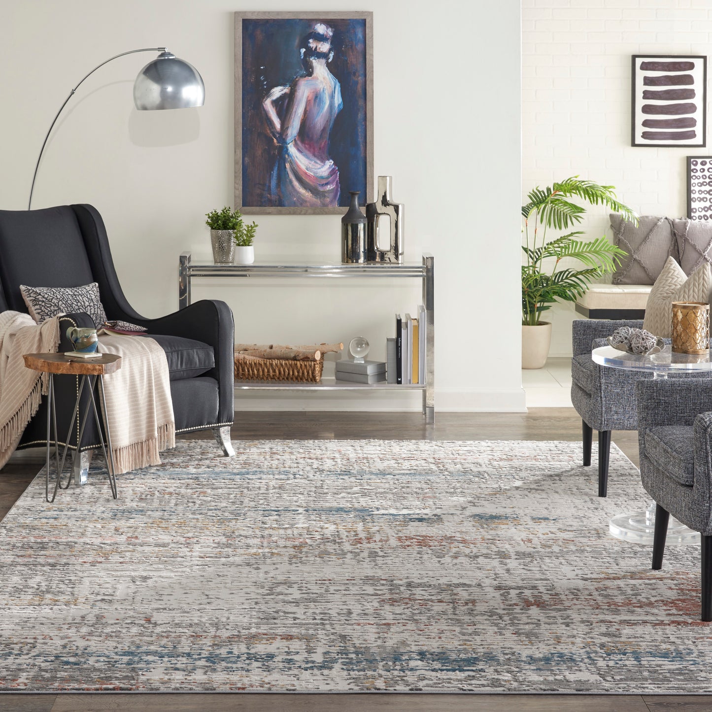 Nourison Rustic Textures 9'3" x 12'9" Light Grey Multi Modern Indoor Rug