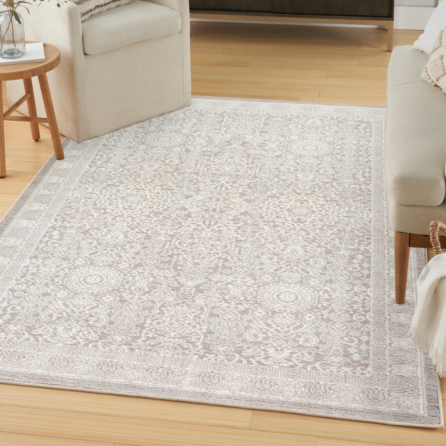 Nourison Eco Cycle 5'3" x 7'3" Silver Ivory Vintage Indoor Rug