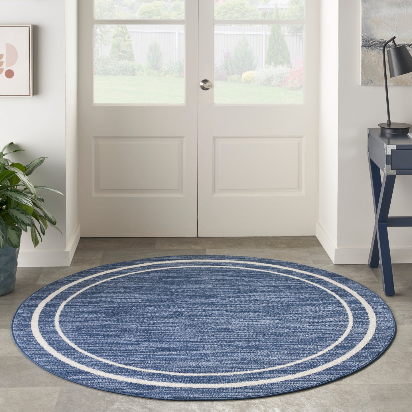 Nourison Nourison Essentials 4' x Round Navy/Ivory Contemporary Rug