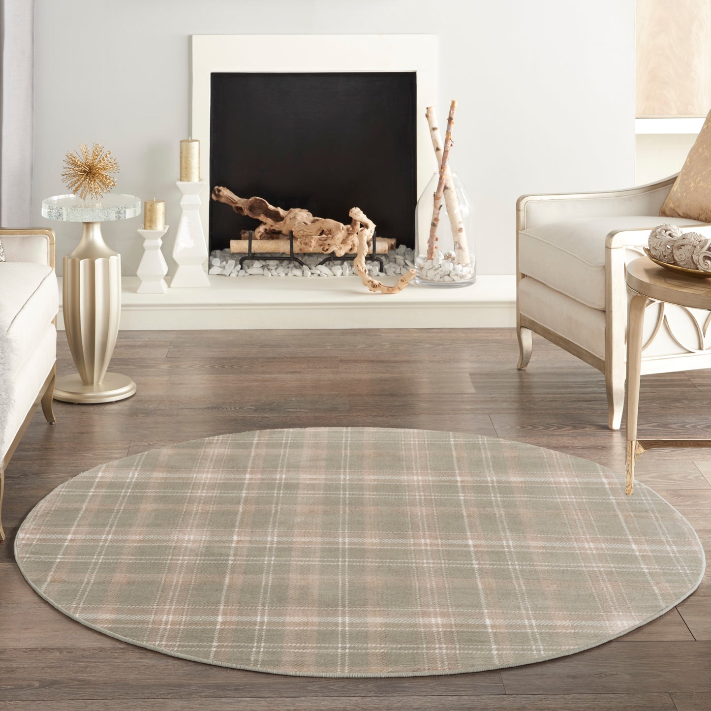 Nourison Grafix 8' x Round Olive Farmhouse Indoor Rug