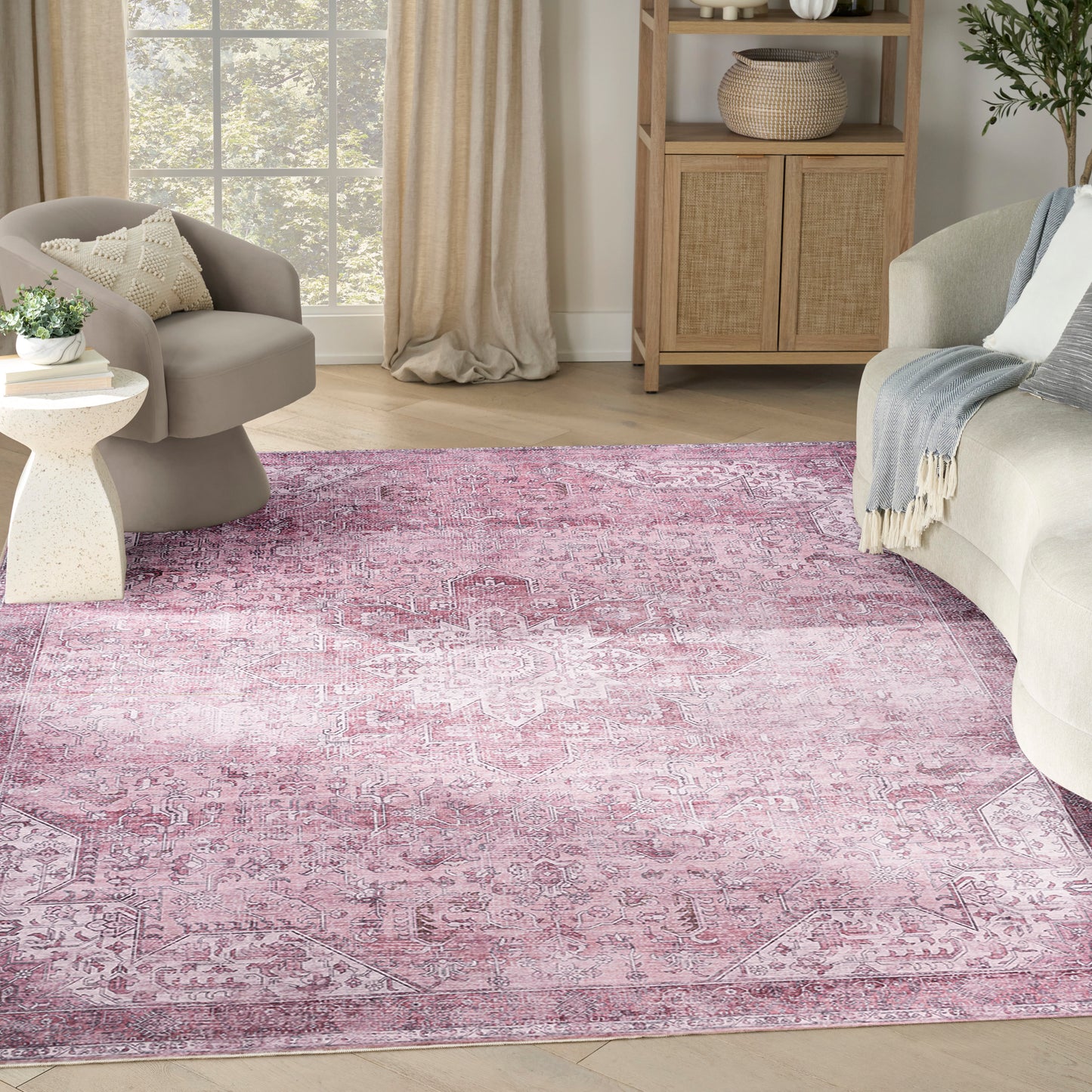 Nourison Nourison Washables 8' x 10' Pink Vintage Indoor Rug