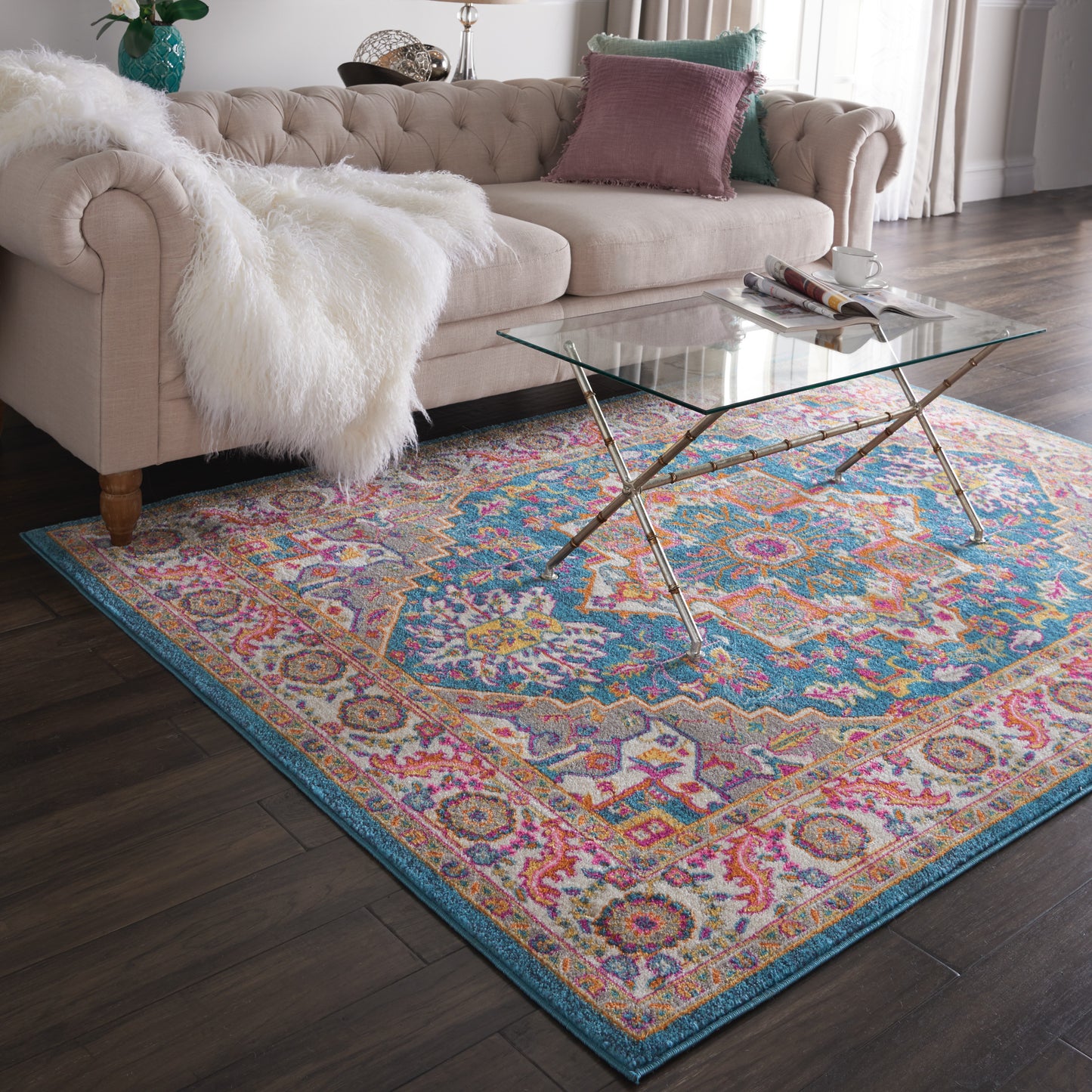 Nourison Passion 3'9" x 5'9" Teal Multicolor Bohemian Indoor Rug