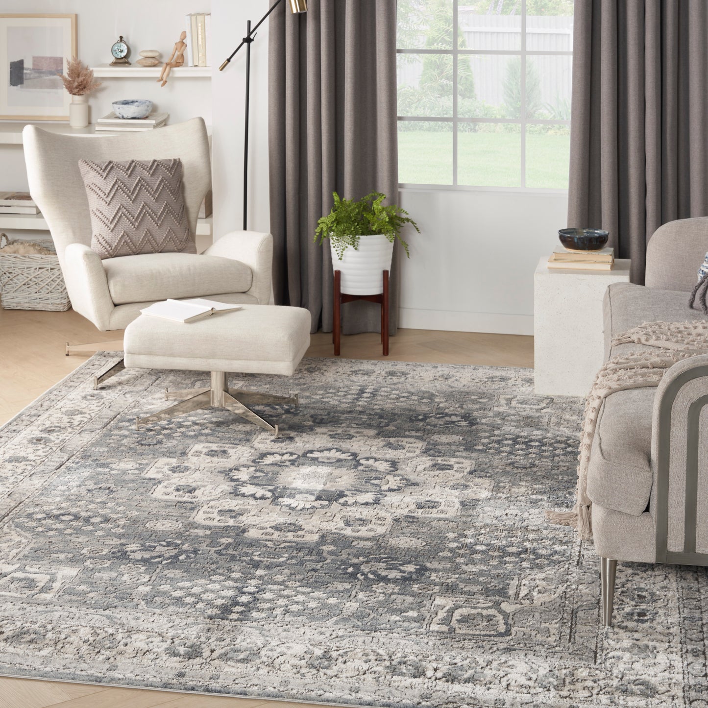 Nourison Quarry 7'10" x 9'10" Grey/Ivory Vintage Indoor Rug