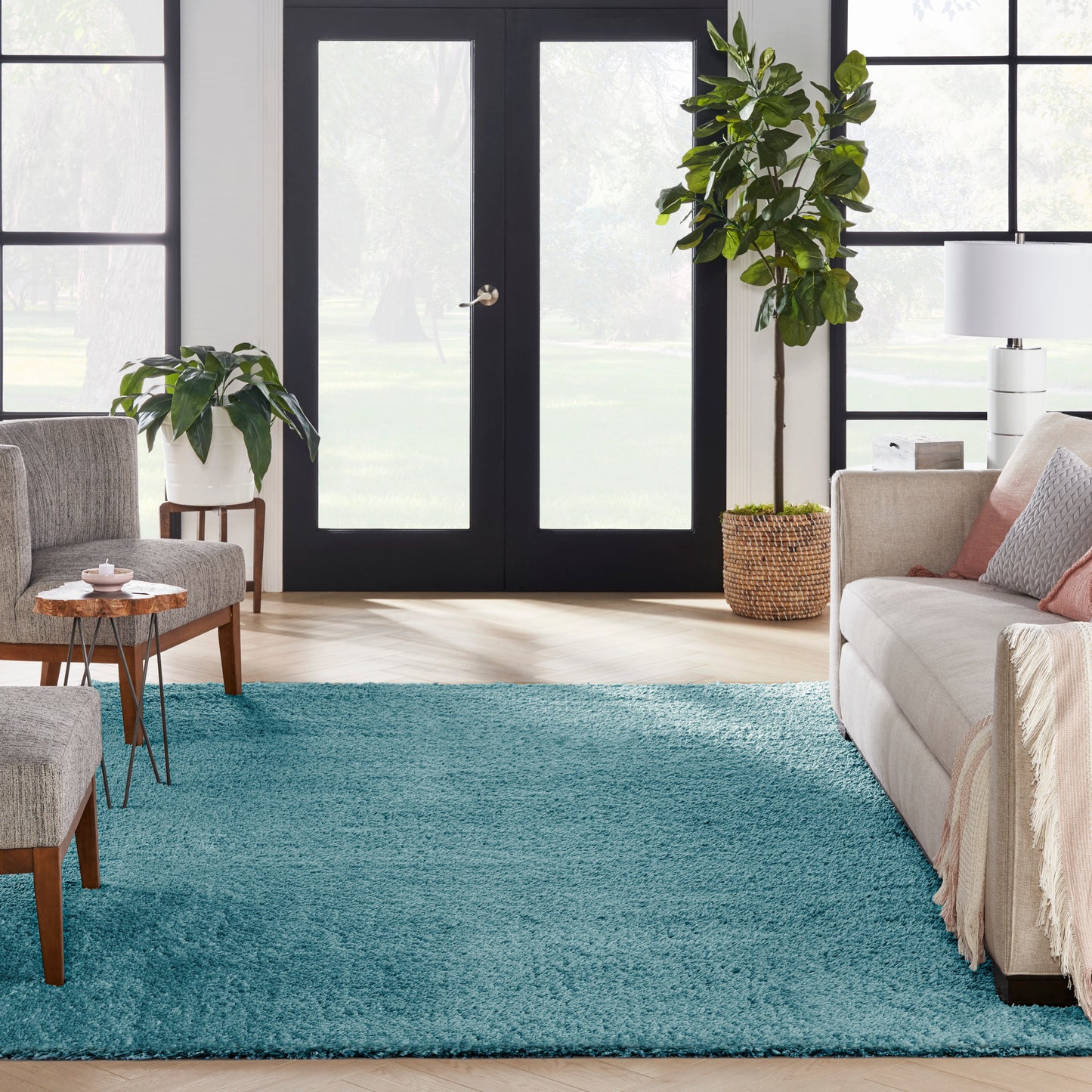 Nourison Dreamy Shag 7'10" x 9'10" Aqua Shag Indoor Rug