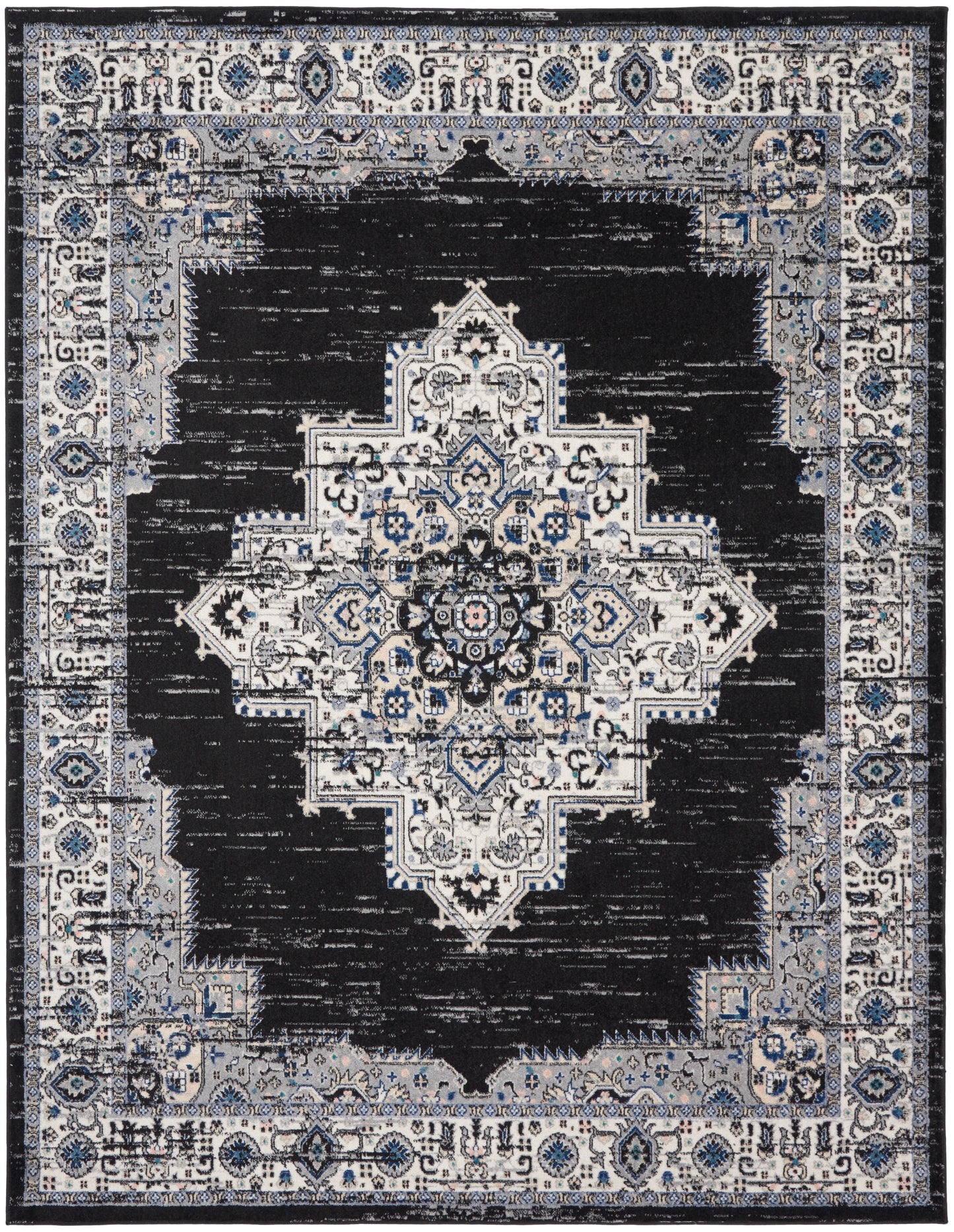 Nourison Passion 8' x 10' Black Ivory Vintage Indoor Rug