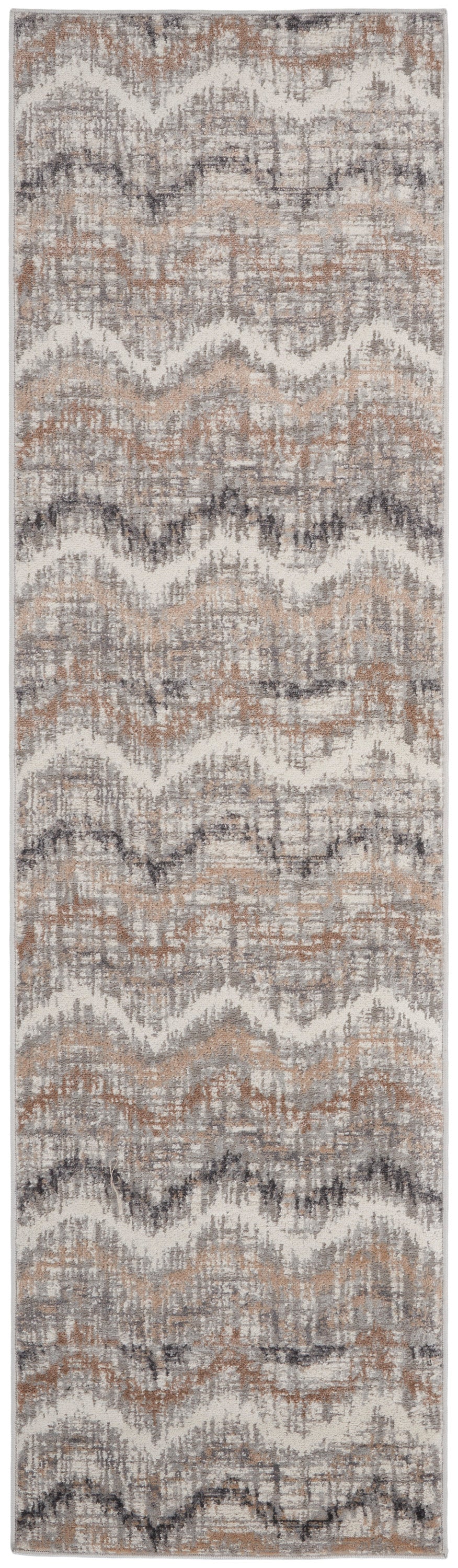 Nourison Elation 2'3" x 7'6" Grey Ivory Modern Indoor Rug