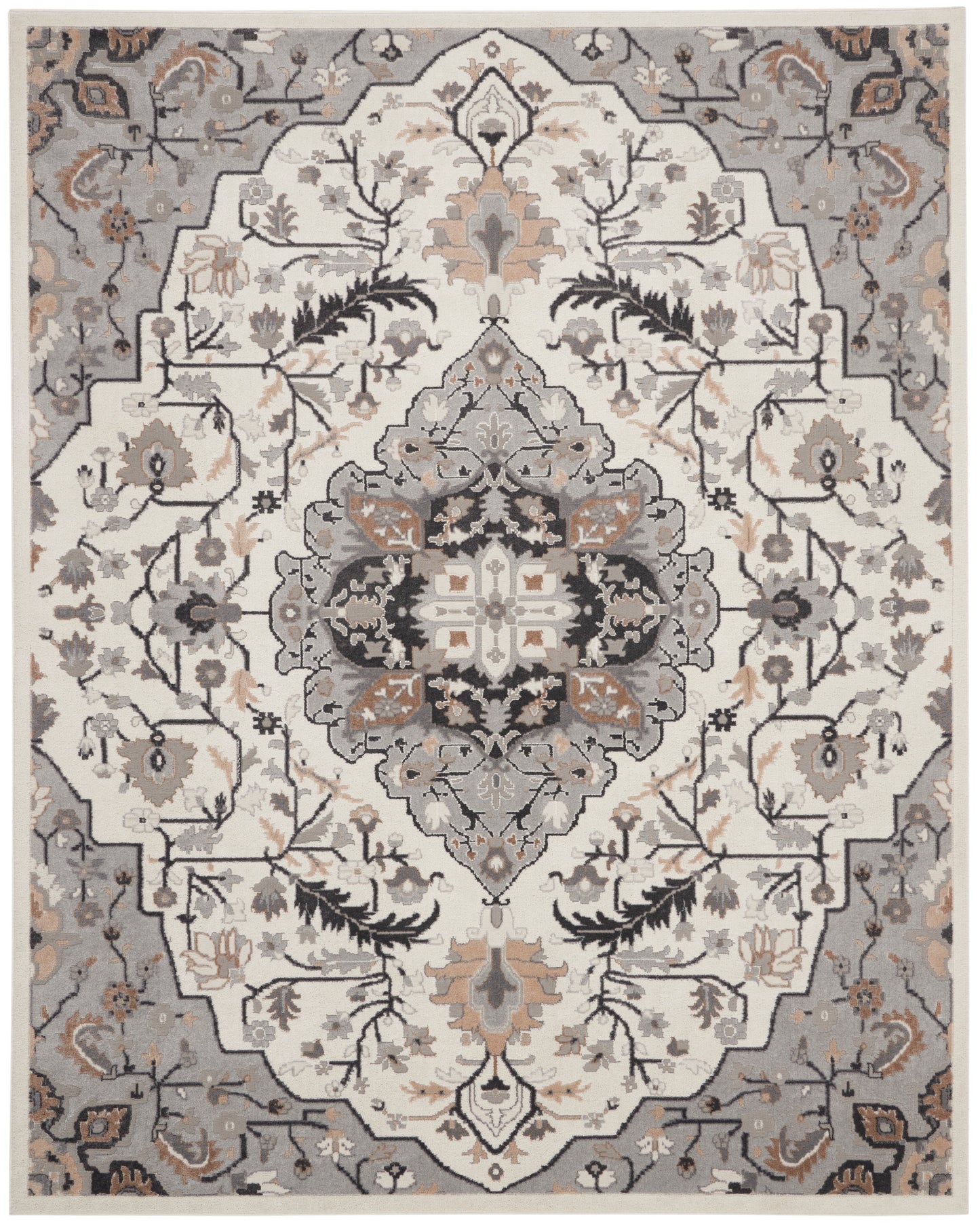 Nourison Elation 9' x 12' Ivory Grey Transitional Indoor Rug