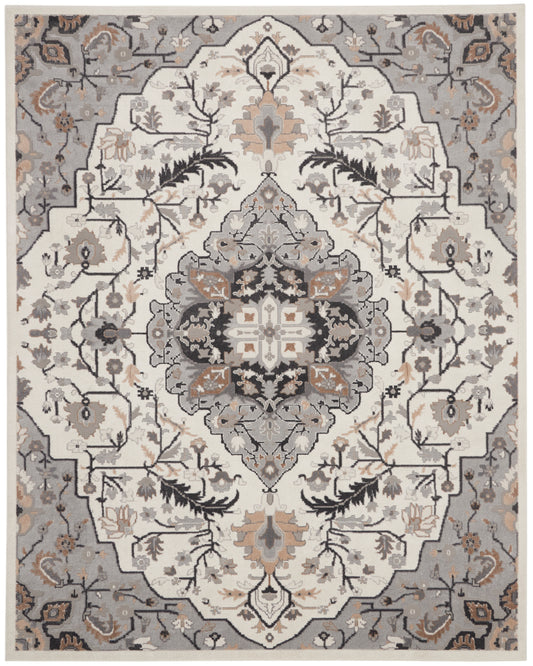 Nourison Elation 9' x 12' Ivory Grey Transitional Indoor Rug