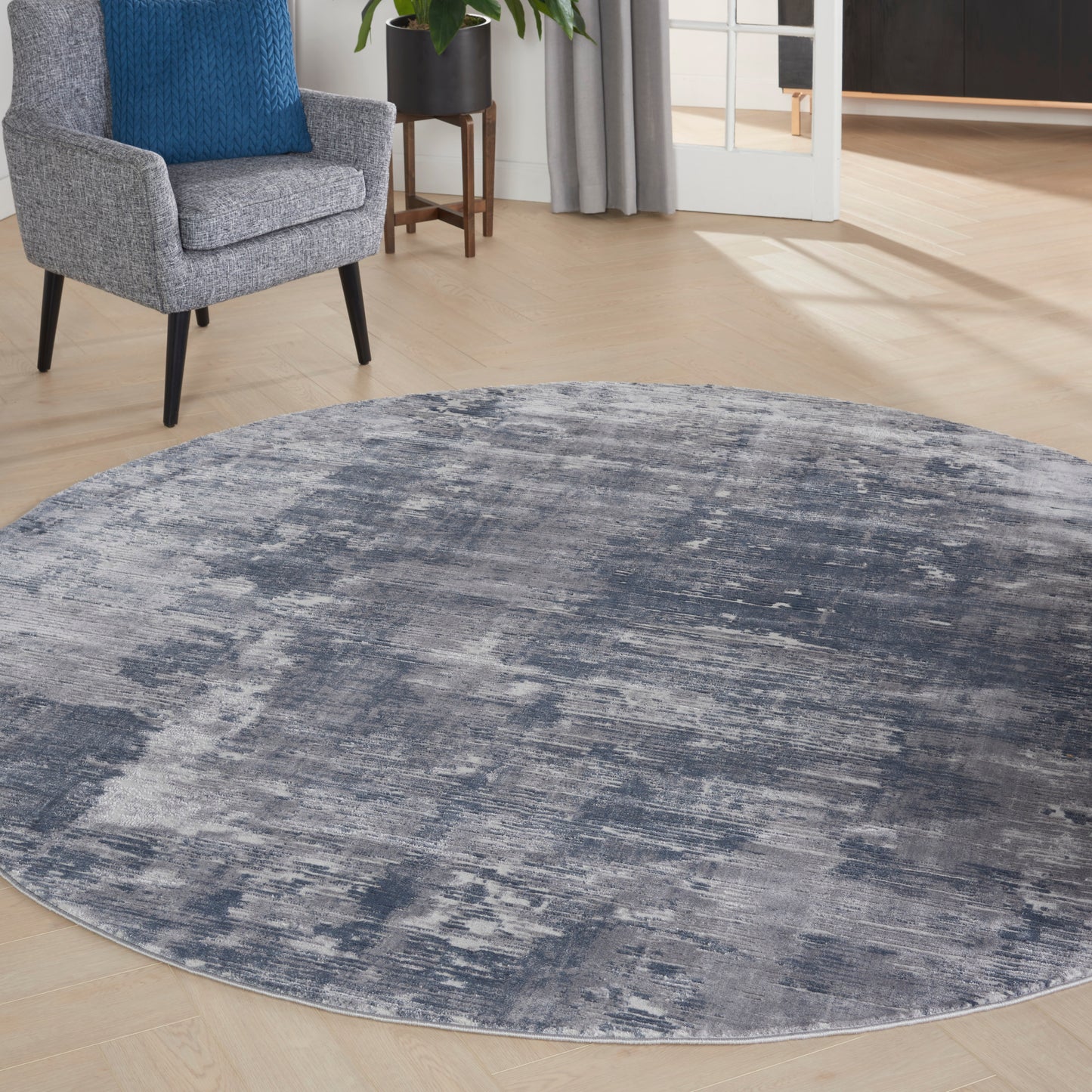 Nourison Rustic Textures 5'3" x Round Grey Modern Indoor Rug