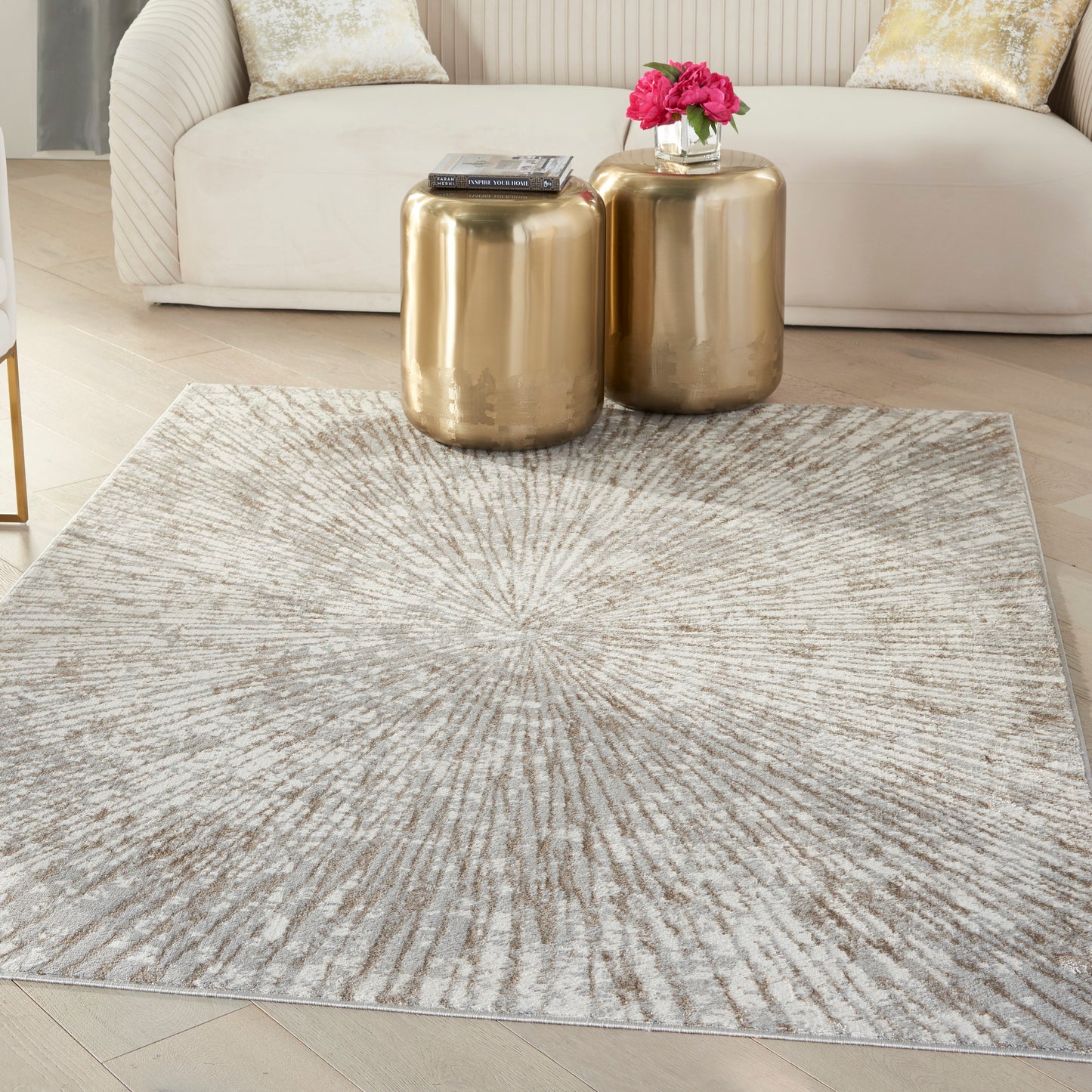 Inspire Me! Home Décor Metallic 6' x 9' Grey Mocha Glam Indoor Rug