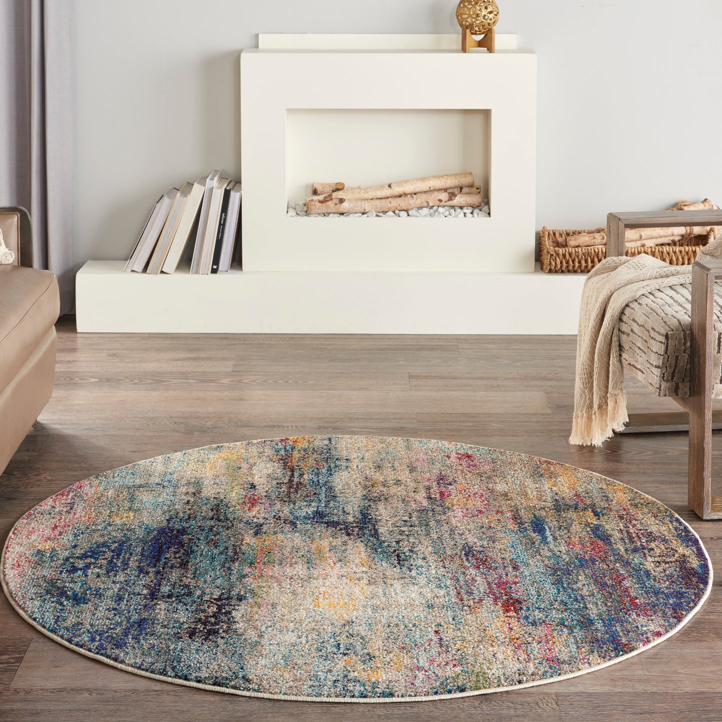 Nourison Celestial 5'3" x Round Multicolor Modern Indoor Rug