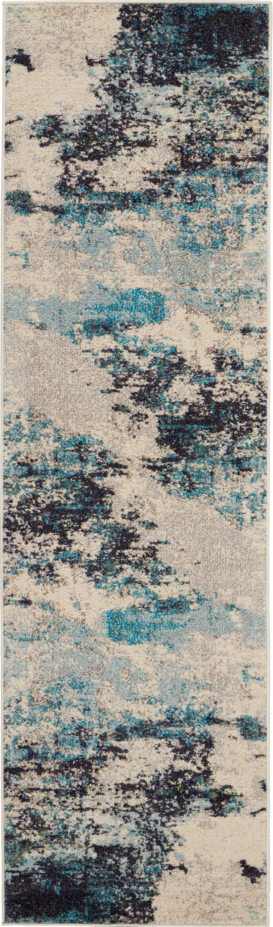 Nourison Celestial 2'2" x 7'6" Ivory/Teal Blue Modern Indoor Rug