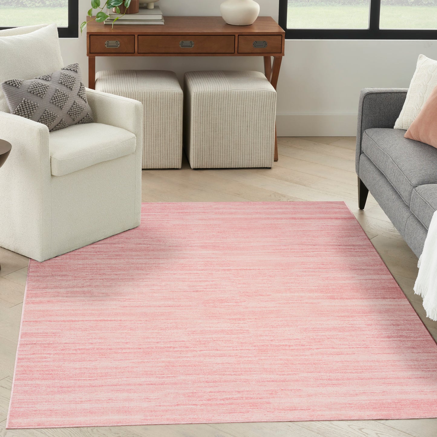 Nourison Washable Essentials 4' x 6' Pink Modern Indoor Rug