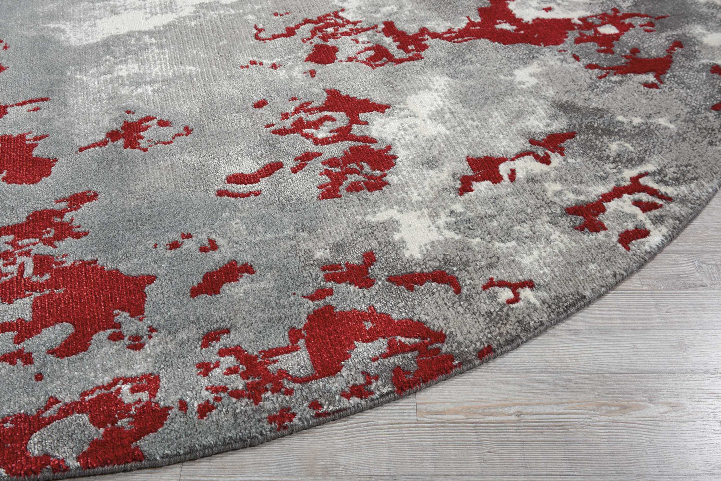 Nourison Twilight 8' x Round Grey/Red Modern Indoor Rug