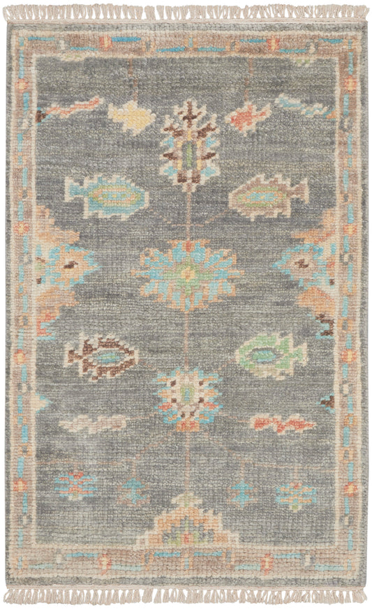 Nourison Odessa 2' x 3' Dark Grey Multicolor Vintage Indoor Rug