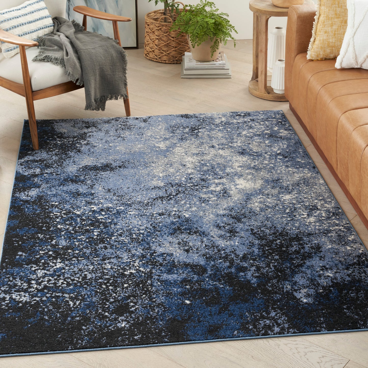 Nourison Passion 3'9" x 5'9" Light Blue Black Modern Indoor Rug