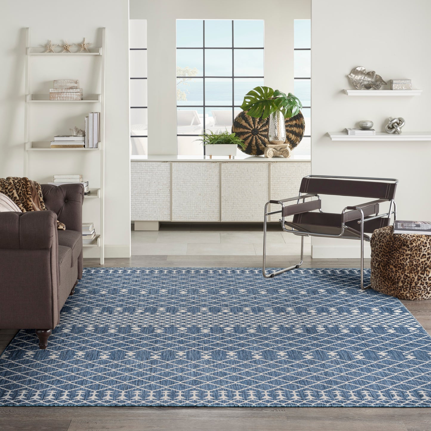 Nourison Positano 9' x 12' Navy Blue Modern Rug