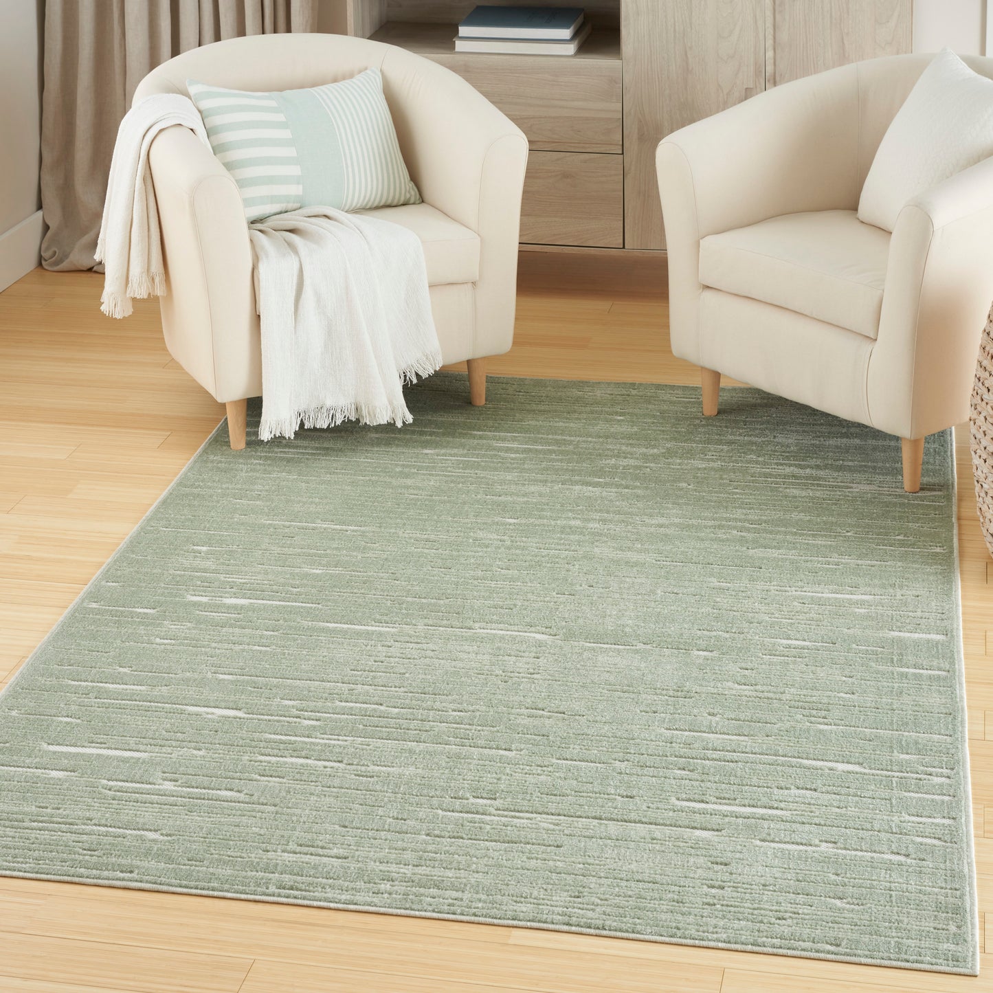 Nourison Care Free 5'3" x 7' Green Modern Indoor Rug