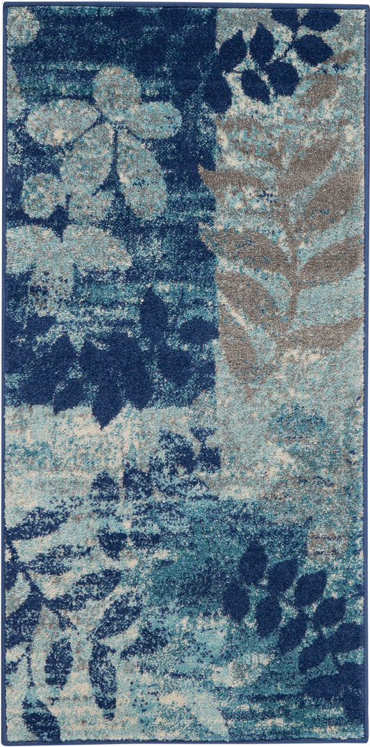 Nourison Tranquil 2' x 4' Navy/Light Blue Farmhouse Indoor Rug