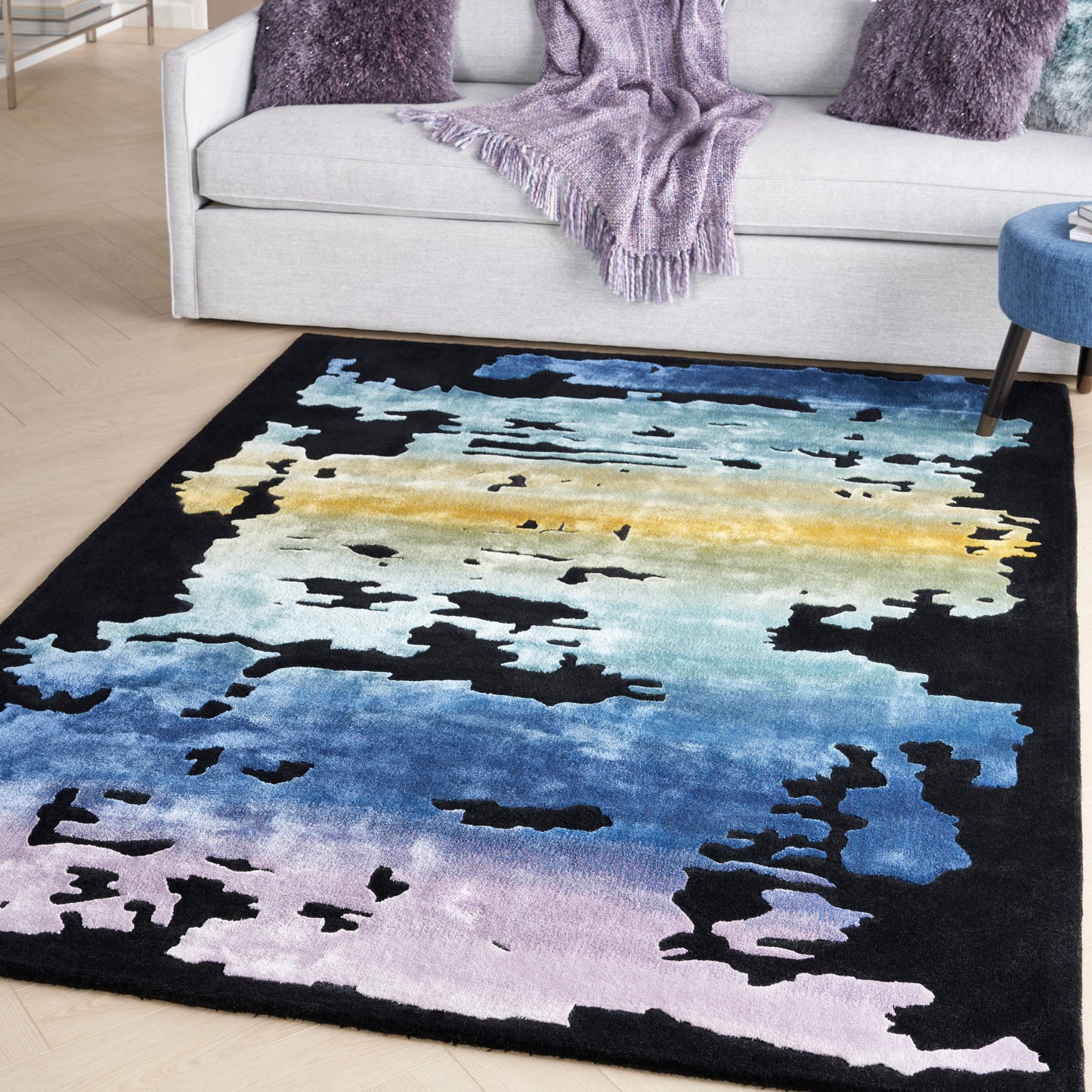 Nourison Prismatic 3'9" x 5'9" Black Multicolor Modern Indoor Rug