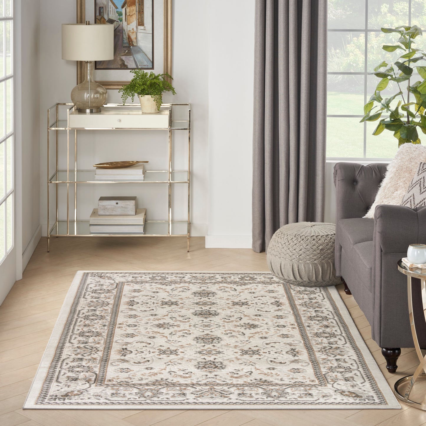 Nourison Serenity Home 3'11" x 5'11" Ivory Mocha Vintage Indoor Rug